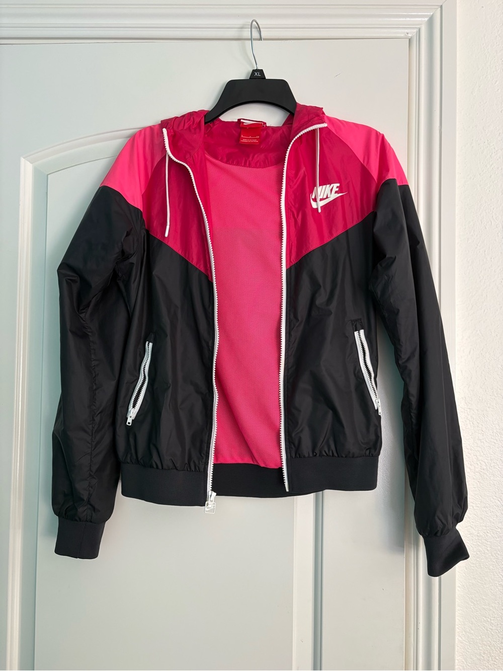 Nike Women’s Pink and Black Bomber Windbreaker Jacket